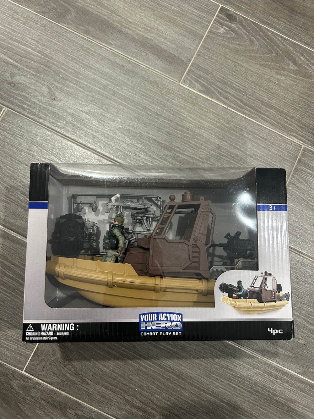 Kids Combat Boat Playset - Brown & Tan